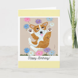 Cartão de Aniversário Corgi Cachorrinho