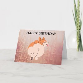 CARTÃO DE ANIVERSÁRIO CORGI. Texto editável.