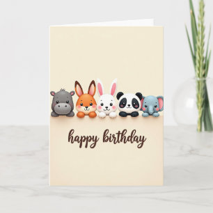 Cartão de Aniversário Criaturas Fofas