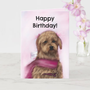 Cartão de Aniversário Cristão (golden doodle)