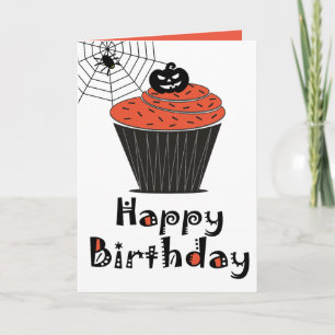 Cartão de Aniversário Cupcake de Abóbora de Hallow