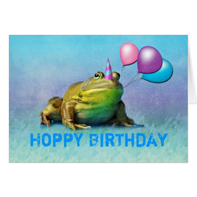 Cartão de aniversário customizável do sapo do (Frente Horizontal)