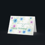 cartão de aniversário da "Amor-em-um-névoa" para a<br><div class="desc">Um cartão de aniversário para uma esposa com um design da Amor-em-um-névoa cor-de-rosa e azul,  pintado à mão em um fundo branco por Judy Adamson. Vazio para dentro para sua própria mensagem. Veja a caneca e calçados igualmente de harmonização de Keds.</div>