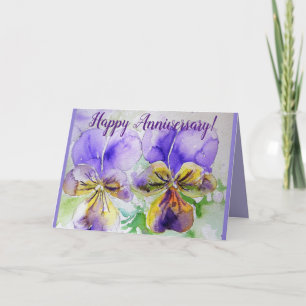 Cartão de Aniversário da Aquarela Pansy Viola