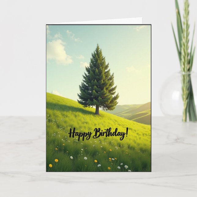 Cartão de Aniversário da Árvore Dourada (Frente)