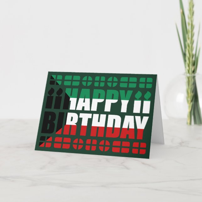 Cartão de Aniversário da Bandeira do Kuwait (Frente)