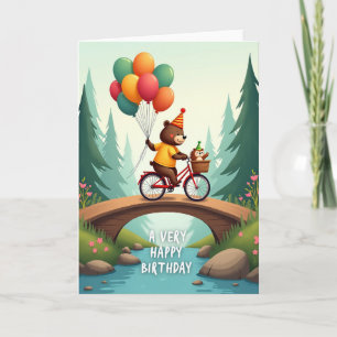 Cartão de Aniversário da Bicicleta do Urso Alegre