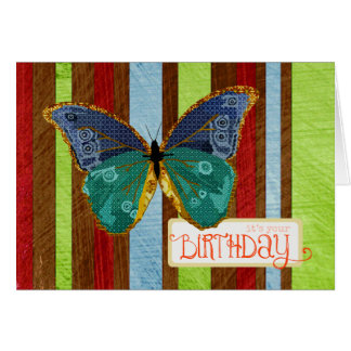 Cartão de aniversário da borboleta de Boho