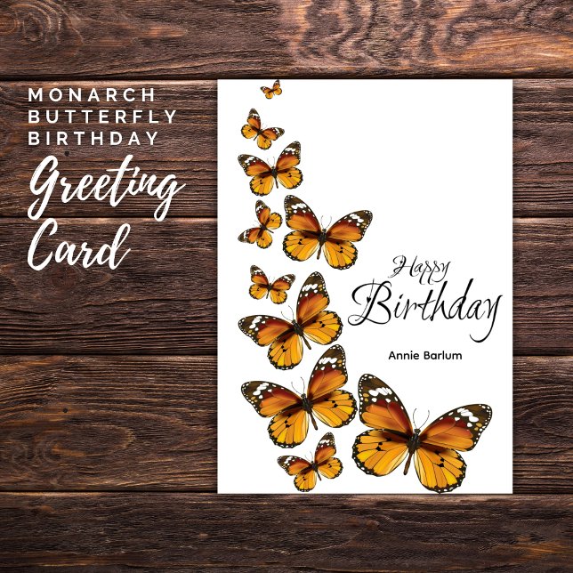 Cartão de Aniversário da Borboleta Monarca (Monarch Butterfly Birthday)