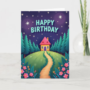 Cartão de Aniversário da Cabana Estrelada