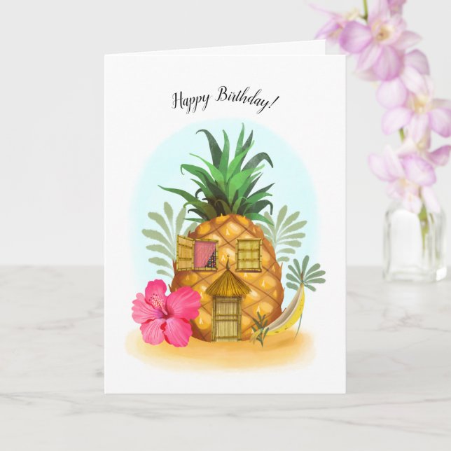 Cartão de Aniversário da Casa de Praia do Pineappl (Orquídea)