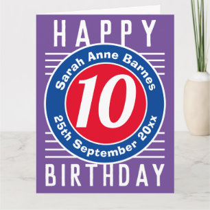 Cartão de aniversário da criança com idade, nome e