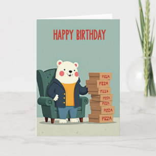 Cartão de Aniversário da Criatura da Pizza Alegre