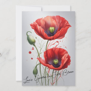 Cartão de Aniversário da Elegante Red Poppy - Eter