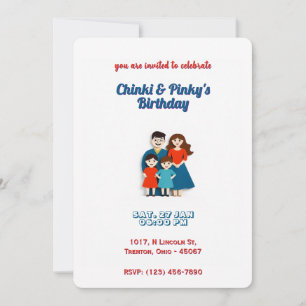 Cartão de aniversário da família Whimsic - Minimal