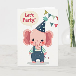 Cartão de Aniversário da Festa do Elefante Rosa
