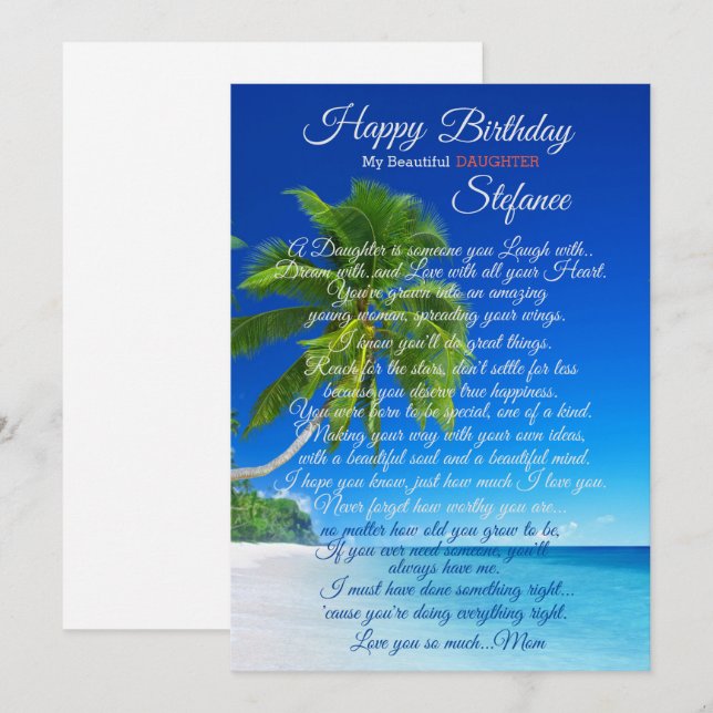 Cartão de Aniversário da Filha Adulta (Frente/Verso)