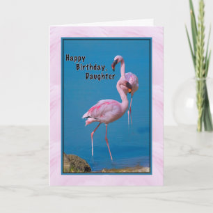 Cartão de Aniversário da Filha com Flamingo Rosa