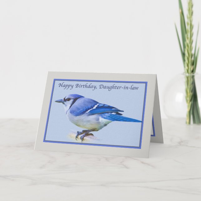Cartão de Aniversário da Filha com Pássaro Azul (Frente)