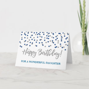 Cartão de Aniversário da Filha de Confetti Azul Si