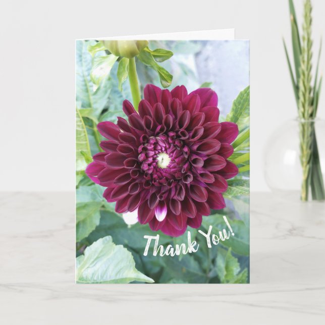 Cartão de Aniversário da Flor Dahlia Roxo Profundo (Frente)