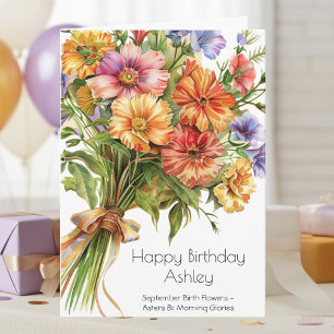 Cartão de aniversário da flor de nascimento de set