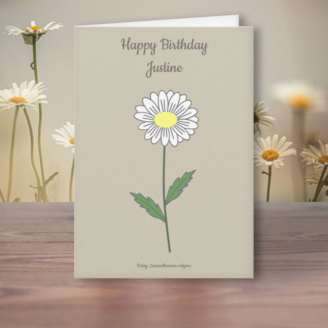 Cartão de Aniversário da Flor de Pastel Botânico (Botanical Daisy Flower Birthday Card)