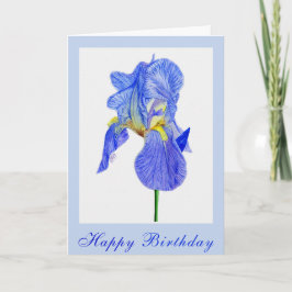 Cartão de Aniversário da Flor Iris Azul
