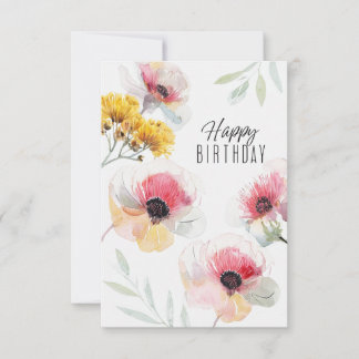 Cartão de Aniversário da Flor | Saudação Floral Mo