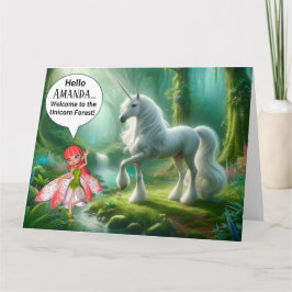 Cartão de Aniversário da Floresta Unicorn