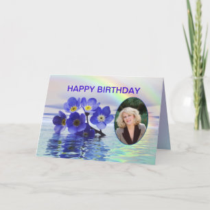 Cartão de aniversário da foto com miosótis