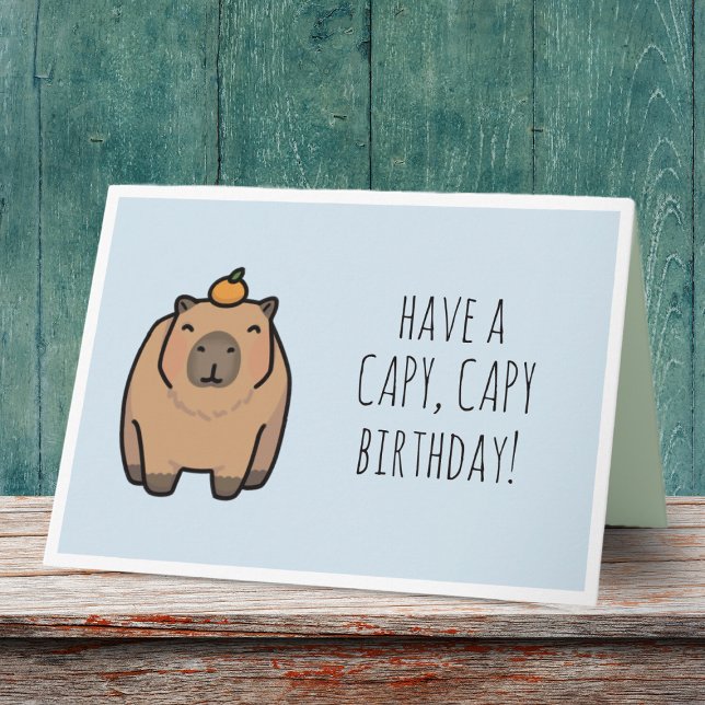 Cartão de Aniversário da Funny Capybara Pun (This card is perfect for capybara and pun enthusiasts everywhere!)
