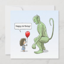 Cartão de Aniversário da Garota e do Goblin