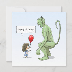 Cartão de Aniversário da Garota e do Goblin