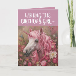 CARTÃO DE ANIVERSÁRIO DA GAROTA UNICORN DE PINK