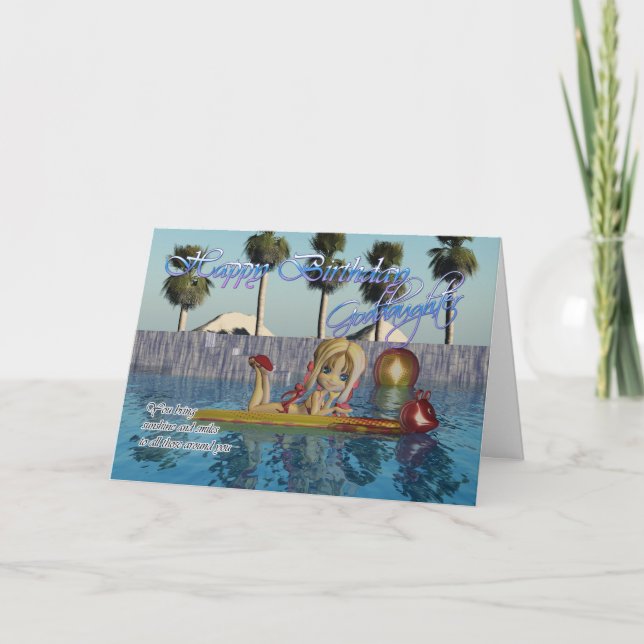 Cartão de Aniversário da GodFilha, piscina de Tort (Frente)