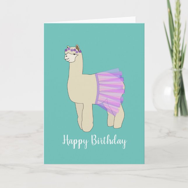 Cartão de Aniversário da ilusima Ballerina Llama T (Frente)