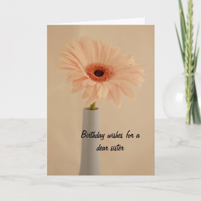 Cartão de aniversário da irmã do vaso de flor (Frente)