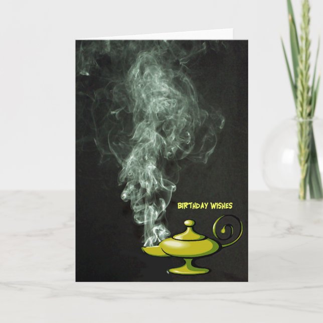 Cartão de aniversário da lâmpada de Aladdin (Frente)
