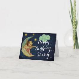 Cartão de Aniversário da Lua Celestial Personaliza