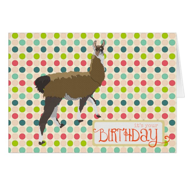 Cartão de Aniversário da Lucky Lama (Frente Horizontal)