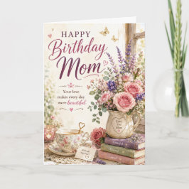 Cartão de Aniversário da Mãe com Campo de Flores S
