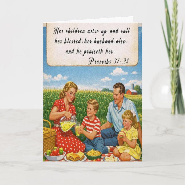 Cartão de Aniversário da Mãe com Foto Retro Provér (Frente)