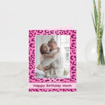 Cartão de Aniversário da Mãe com Leopardo Rosa Per