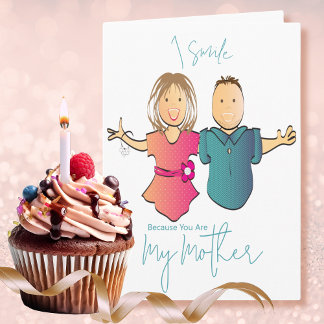 Cartão de Aniversário da Mãe de Desenho Animado En