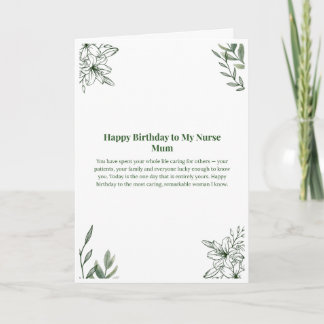 Cartão de Aniversário da Mãe Enfermeira