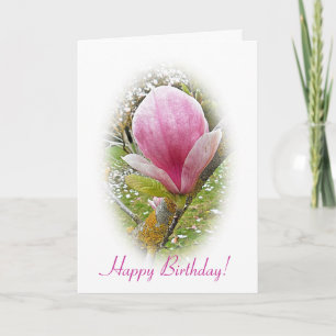 Cartão de Aniversário da Magnolia Rosa