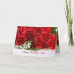 Cartão de aniversário da mamã com rosas vermelhas<br><div class="desc">Buquê das rosas vermelhas. Você pode mudar a pia batismal,  cor,  tamanho ou pôr sua própria mensagem.</div>