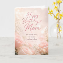 Cartão de Aniversário da Mamãe Rosa Pink Elegante