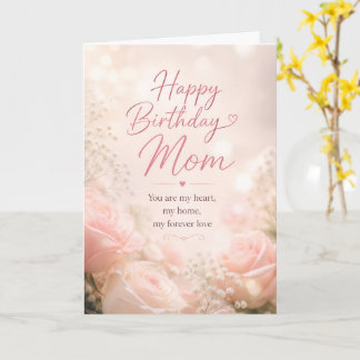 Cartão de Aniversário da Mamãe Rosa Pink Elegante